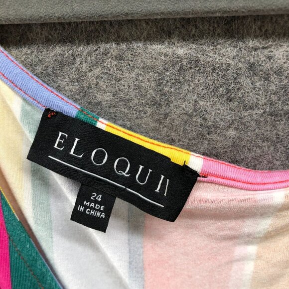 Eloquii Cross Front Flutter Sleeve Dress 24 (3X) Multicolor V-Neck A-Line - Picture 5 of 8